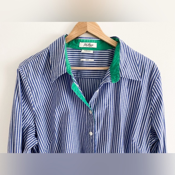 Van Heusen Blue Striped Button Down Shirt, Size XXL - Picture 8 of 10